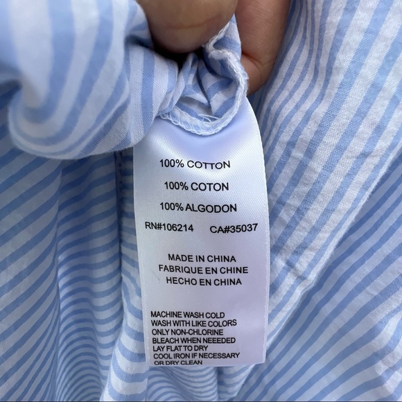 Joe’s collection size large blue and white striped off the shoulder top. - Picture 5 of 7